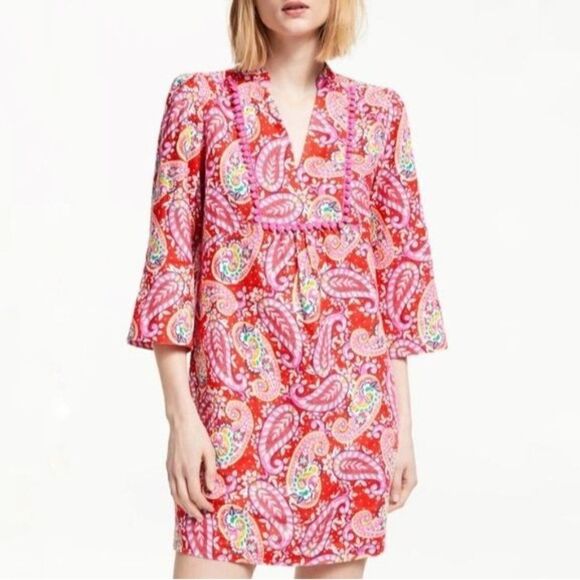 Boden Evangeline 100% Linen Paisley Dress Tunic Size 8P - Picture 1 of 8